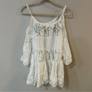 Happy Island White Lace Dress Beach Swim Coverup Women’s One Size Fits All